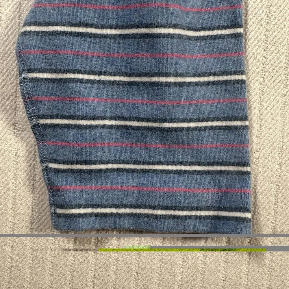 Lands’ End Women’s XL Blue Striped Long Sleeve Crew Neck Cotton Knit Shirt